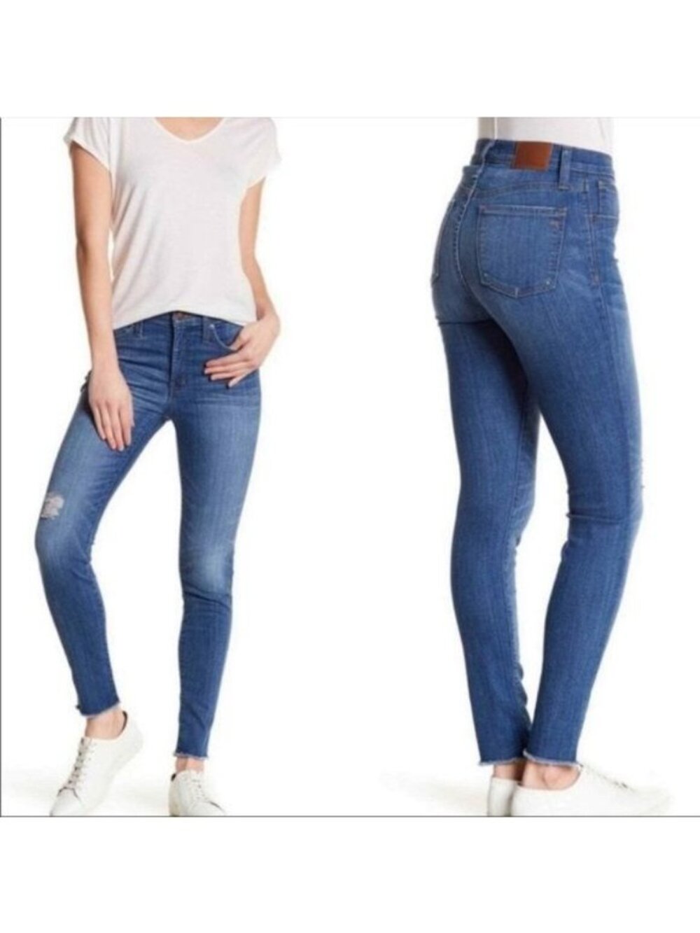 MADEWELL Distressed Raw Hem Hi Rise Skinny Jeans Style H6844  size 26